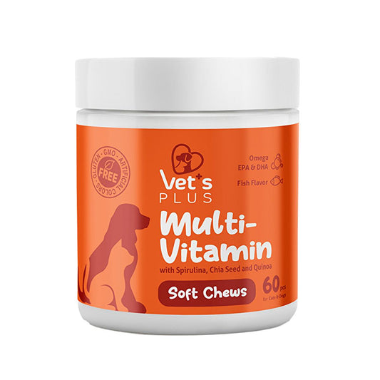 Vet's Plus Calming Chewable Tablets for Cats and Dogs - Natural Stress Relief & Anxiety Support - Gluten-Free, GMO-Free, 60 Count