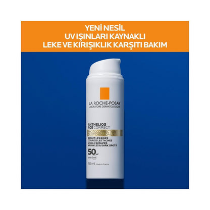 La Roche-Posay Anthelios Age Correct SPF 50 : Protection solaire anti-rides pour peaux sensibles | Protection UVA/UVB et acide hyaluronique hydratant