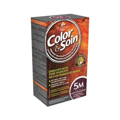 Tinte capilar natural sin amoníaco Color&Soin - Tono Castaño Caoba Claro, tratamiento de coloración acondicionador suave para el cuidado natural del cabello