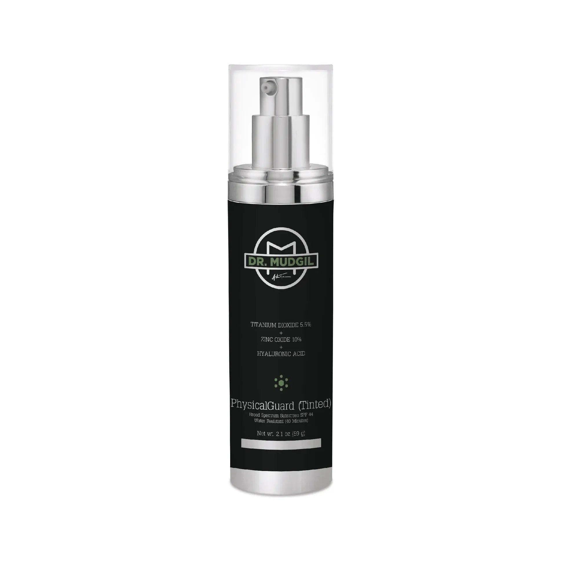 Wholly Kaw Dr. Mudgil PhysicalGuard (Tinted) with Titanium Dioxide 5.5% Zinc Oxide 10% Hyaluronic Acid Medical Grade Dermatologist Approved SPF 44 SunScreen 57g Sunscreen Pasteur Pharmacy