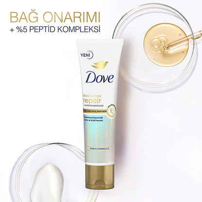 Après-shampoing sans rinçage Dove Bond Intense Repair : répare les dommages, complexe peptidique et protection thermique pour des cheveux soyeux et résistants