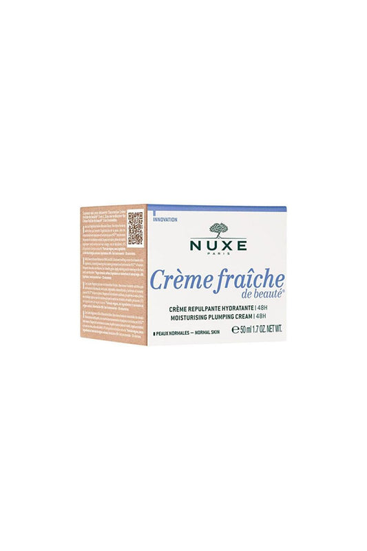 Nuxe Crème Fraîche : Soin hydratant visage 48h pour peaux normales | Crème repulpante botanique à l'huile d'amande douce et au beurre de karité