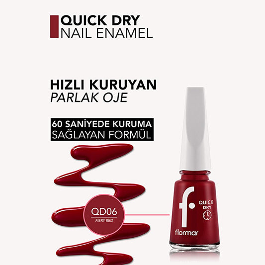 Vernis à ongles séchage rapide Flormar - Hautement pigmenté, longue tenue, temps de séchage de 60 secondes