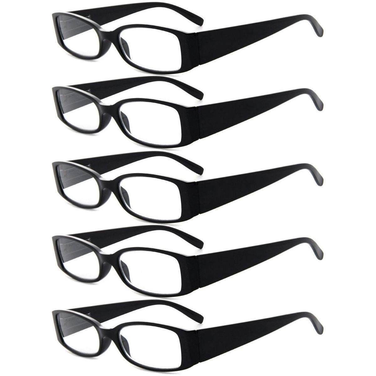 5 Pack Rectangle Stylish Reading Glasses R040-A Eyeglasses Pasteur Pharmacy Black-5pcs +0.50