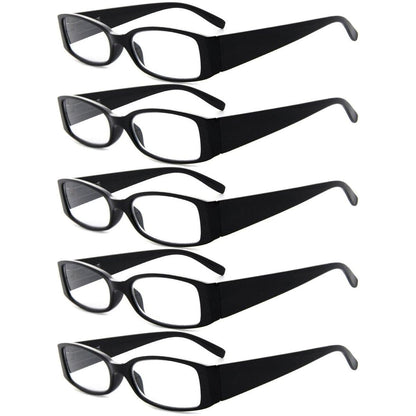 5 Pack Rectangle Stylish Reading Glasses R040-A Eyeglasses Pasteur Pharmacy Black-5pcs +0.50