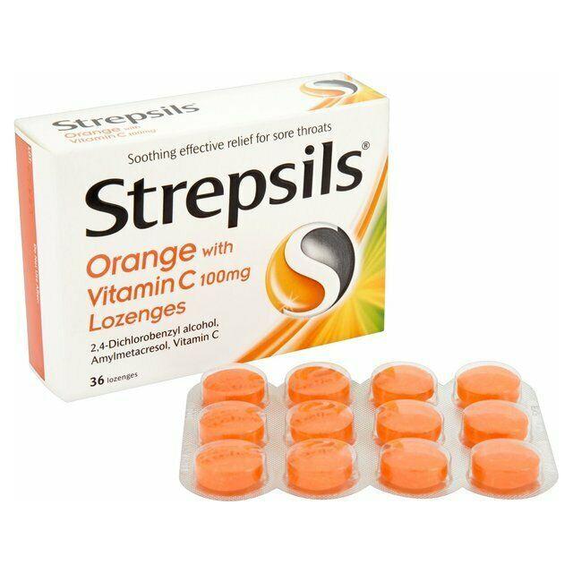 Strepsils Orange with Vitamin C Lozenges, 36 Lozenges Cough & Cold Lozenges Pasteur Pharmacy