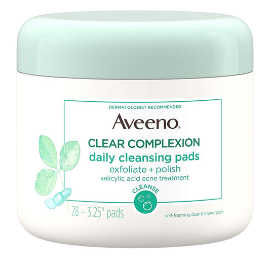 Almohadillas de limpieza facial diaria Aveeno Clear Complexion con tratamiento para el acné de ácido salicílico