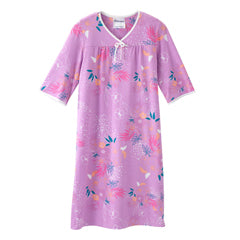 Silverts Senior Women's Adaptive Open Back Knit Printed Nightgown Soft Tropical Medical Supplies Pasteur Pharmacy