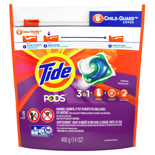 Tide 93120 Spring Meadow Laundry Detergent, 16 Count, 3-in-1 Pods Laundry Detergent Pasteur Pharmacy
