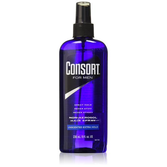 Consort for Men Hair Spray, Unscented Extra Hold, 8 oz (Non-Aerosol) Hair Care Pasteur Pharmacy