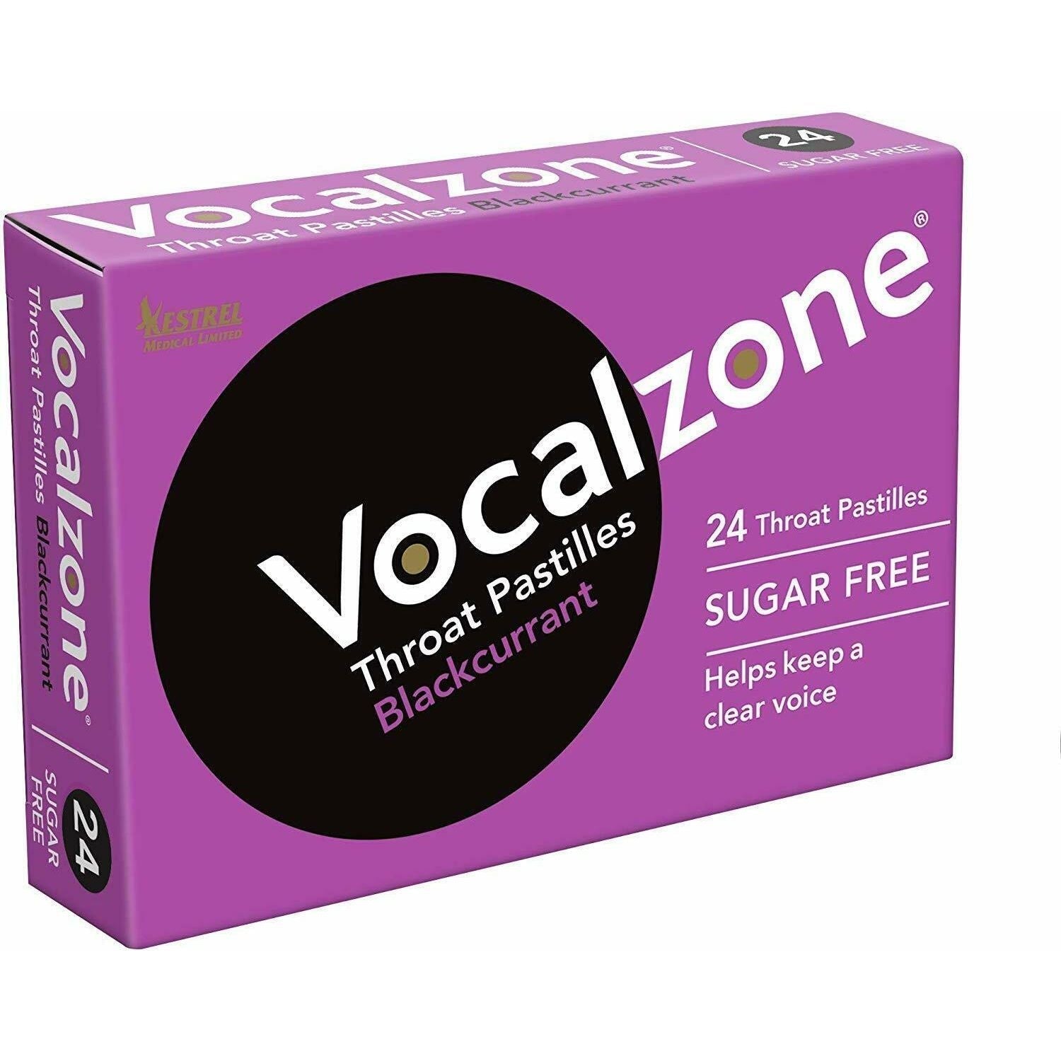 Vocalzone Throat Pastilles Blackcurrant Sugar Free 24 Pastilles Throat Pastilles Pasteur Pharmacy
