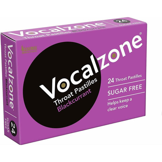 Vocalzone Throat Pastilles Blackcurrant Sugar Free 24 Pastilles Throat Pastilles Pasteur Pharmacy