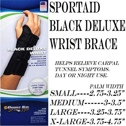 Sport Aid Black Deluxe Wrist Left Medium Wall Jacks & Braces Pasteur Pharmacy