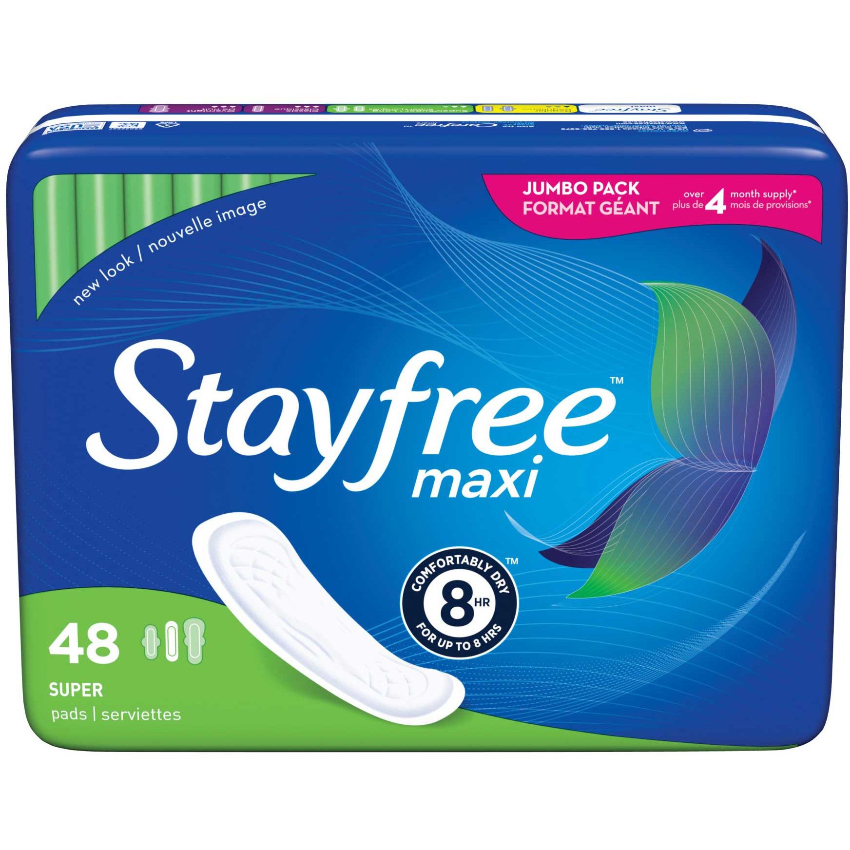 Stayfree Maxi Pads, Super Absorbency, 192 Count (Pack of 4, 48 ct per Pack) Health & Beauty Pasteur Pharmacy