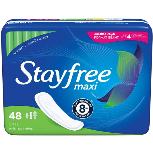 Stayfree Maxi Pads, Super Absorbency, 192 Count (Pack of 4, 48 ct per Pack) Health & Beauty Pasteur Pharmacy
