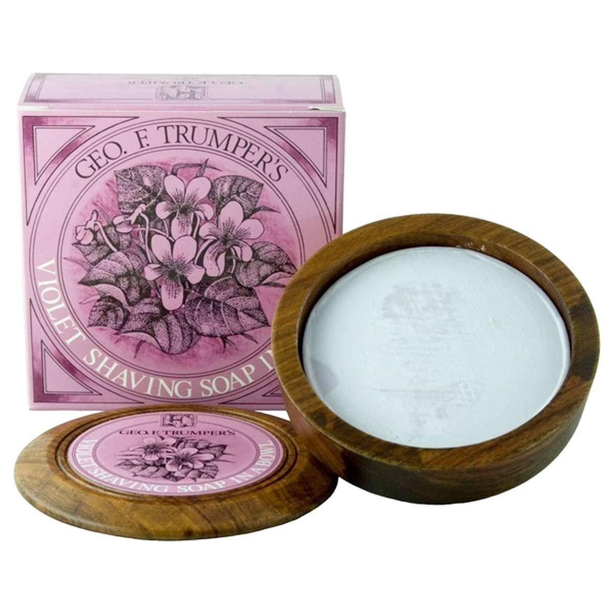Geo. F. Trumper Violet Hard Shaving Soap Wooden Bowl 80g Shaving Soap Set Pasteur Pharmacy Wooden Bowl