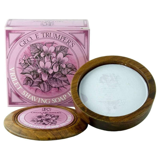 Geo. F. Trumper Violet Hard Shaving Soap Wooden Bowl 80g Shaving Soap Set Pasteur Pharmacy Wooden Bowl