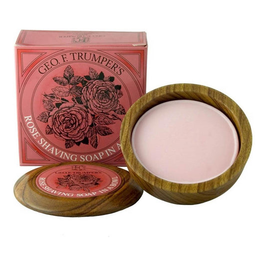 Geo. F. Trumper Rose Hard Shaving Soap in Wooden Bowl 80g Shaving Soap Pasteur Pharmacy Wooden Bowl