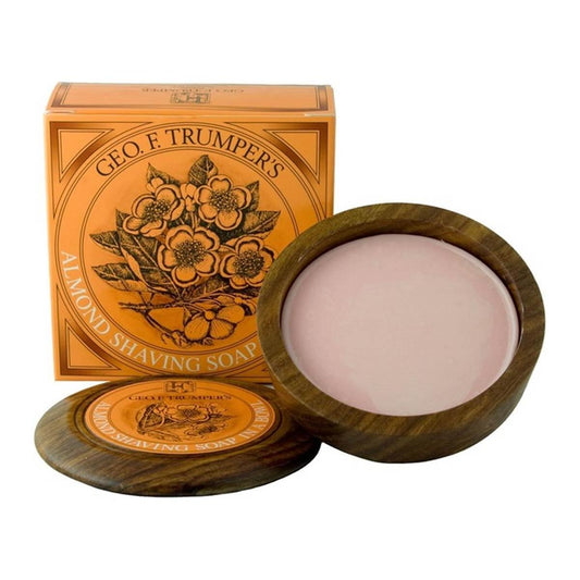 Geo. F. Trumper Almond Oil Hard Shaving Soap Wooden Bowl 80g Shaving Soap Pasteur Pharmacy Wooden Bowl