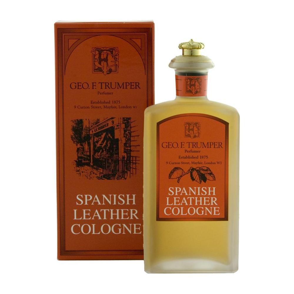 Geo F. Trumper Spanish Leather Cologne Collection Cologne Pasteur Pharmacy Glass Crown Topped Bottle 100ml