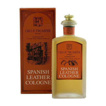 Geo F. Trumper Spanish Leather Cologne Collection Cologne Pasteur Pharmacy Glass Crown Topped Bottle 100ml
