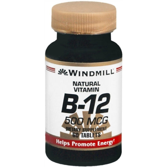 Windmill™ Vitamin B12 – 500 mcg (60 Tablets) Vitamins & Supplements Pasteur Pharmacy
