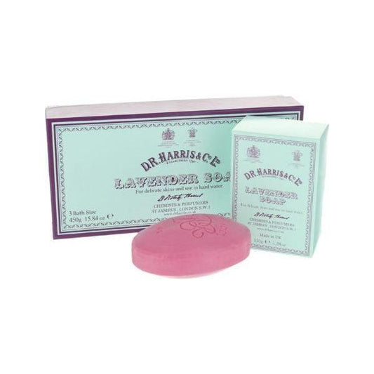 D. R. Harris & Co Lavender Box of 3 Bath Soaps 450g Bath Soaps Pasteur Pharmacy