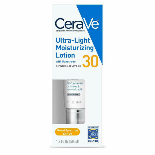 Lotion hydratante visage ultra-légère CeraVe avec FPS 30, 50 ml