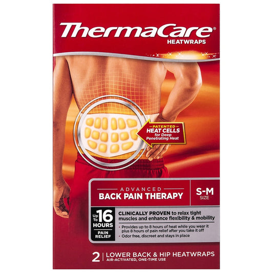 ThermaCare Advanced Back Pain Therapy S-M Heatwraps 2 Ct Box First Aid Pasteur Pharmacy