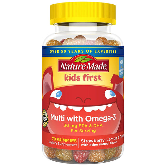 Nature Made Kids First Multivitamin + Omega 3 Gummies - Strawberry, Lemon & Orange - 70ct Vitamins & Supplements Pasteur Pharmacy