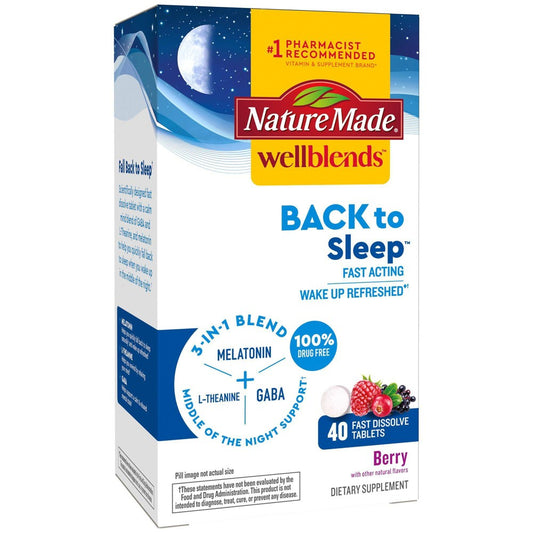 Nature Made Wellblends 3-in-1 Blend Back To Sleep Tablets - 40ct Vitamins & Supplements Pasteur Pharmacy