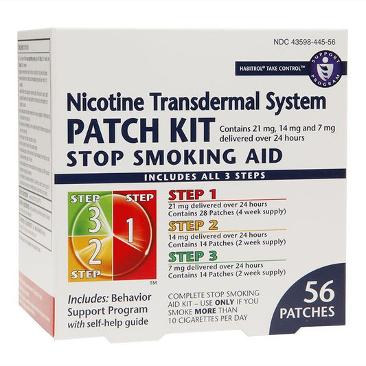 Habitrol Nicotine Transdermal System Stop Smoking Aid Patch Kit Steps 1,2,3 Appliques & Patches Pasteur Pharmacy