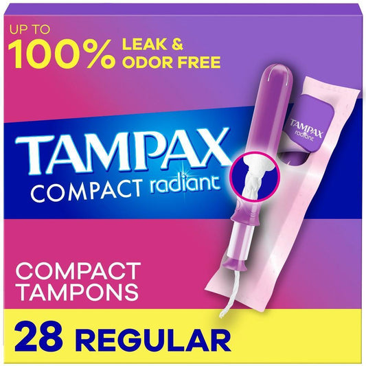 Tampax Compact Radiant Regular Absorbency Unscented Tampons - 28ct Tampons Pasteur Pharmacy