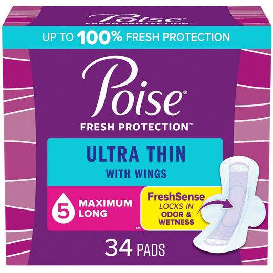 Poise Ultra Thin Pads With Wings - Maximum Absorbency Personal Care Pasteur Pharmacy