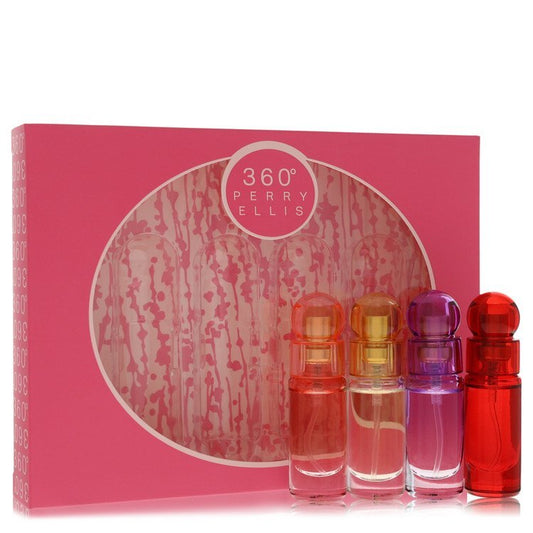 perry ellis 360 by Perry Ellis Gift Set -- Four piece Travel Gift Set Includes .25 oz Mini Eau De Parfum Spray of each. 360 Coral 360 For Women 360 Purple 360 Red. (Women) Perry Ellis Perry Ellis
