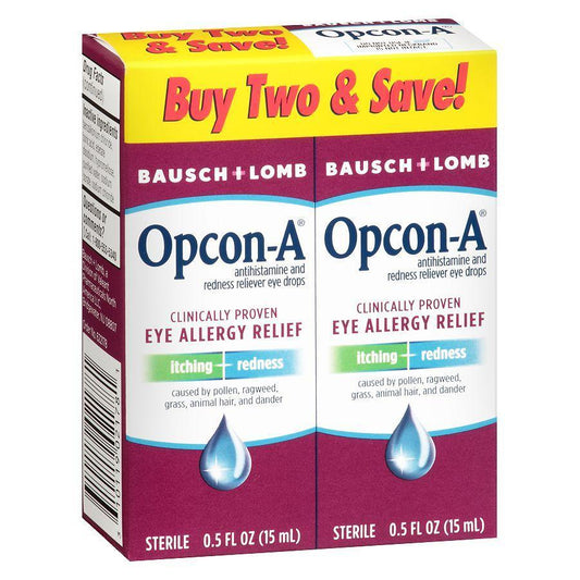Opcon-A Eye Allergy Relief Drops, Twin Pack, 15 Ml Eye Drops & Lubricants Pasteur Pharmacy