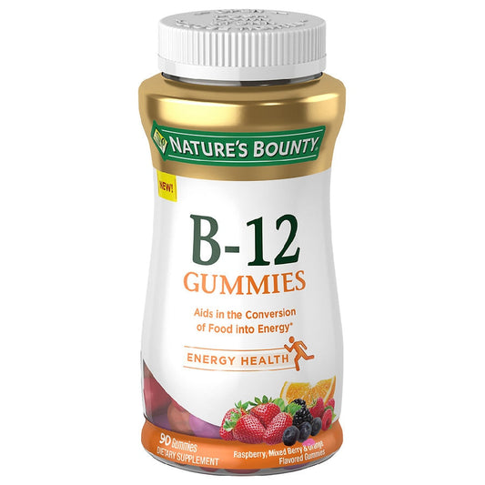 Nature's Bounty Vitamin B 12, Gummies, Raspberry, Mixed Berry & Orange Flavored Vitamins & Supplements Pasteur Pharmacy