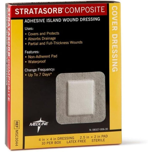 Stratasorb Composite Waterproof Island Dressing 4x4 10 Pack Medical Tape & Bandages Pasteur Pharmacy