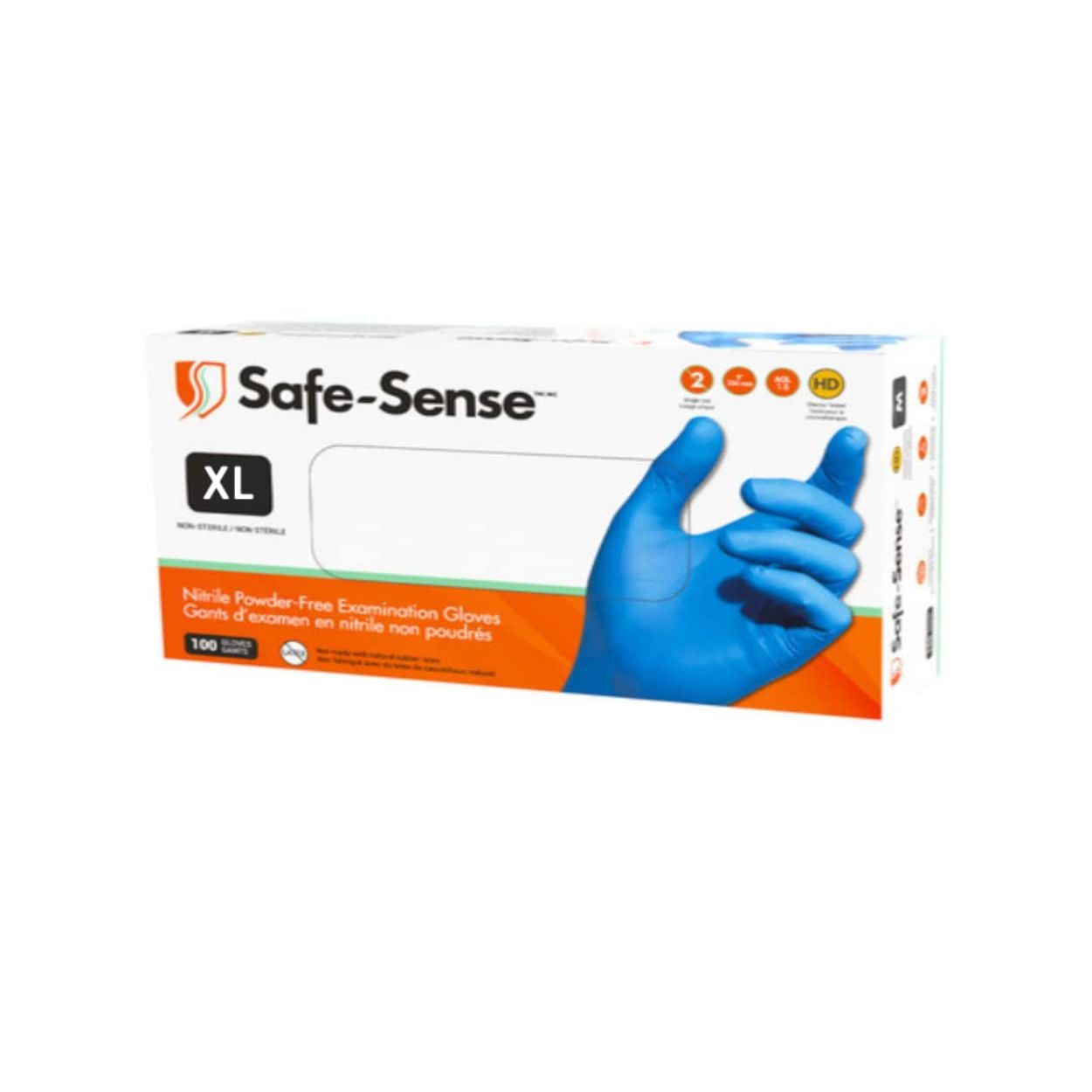 Safe-Sense Powder-Free Nitrile Gloves, X-Large (100 Count Dispenser Box) Disposable Gloves Pasteur Pharmacy