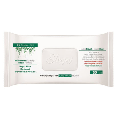 Lingettes nettoyantes multi-surfaces Sleepy Easy Clean, paquet de 50 - Grandes et épaisses