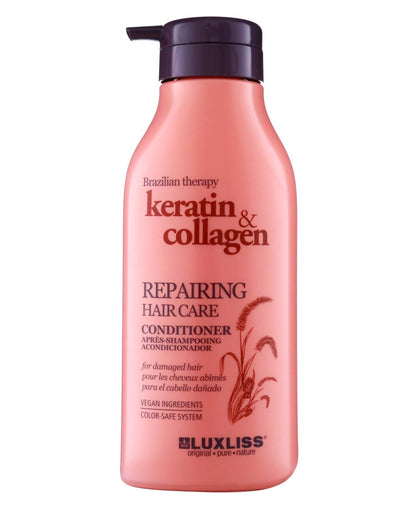 Acondicionador capilar reparador de queratina y colágeno Luxliss 500 ml
