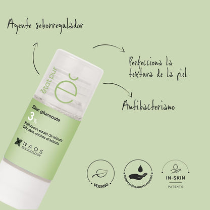 Sérum antibrillos con gluconato de zinc Etat Pur para pieles mixtas y grasas - 15 ml