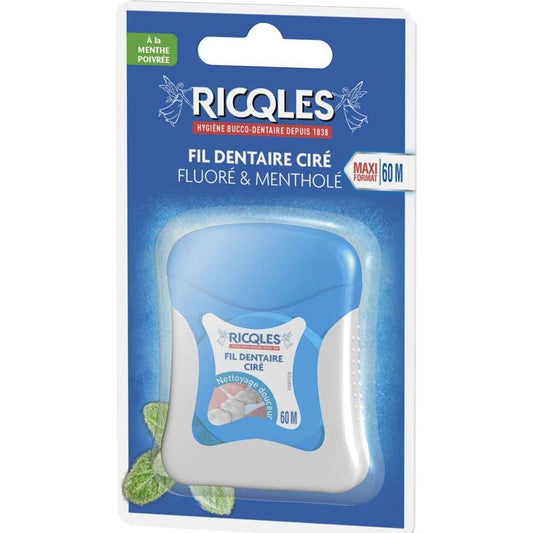 Ricqles Fluorinated and Mentholated Waxed Dental Floss 60m Dental Floss Pasteur Pharmacy
