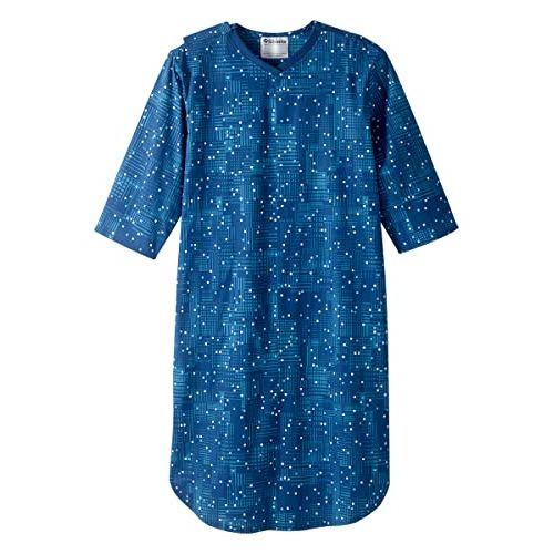 MEN'S NIGHTGOWN WITH DOME CLOSURE, DIGITAL DOT PATTERN, SIZE LARGE (L) Clothing Pasteur Pharmacy