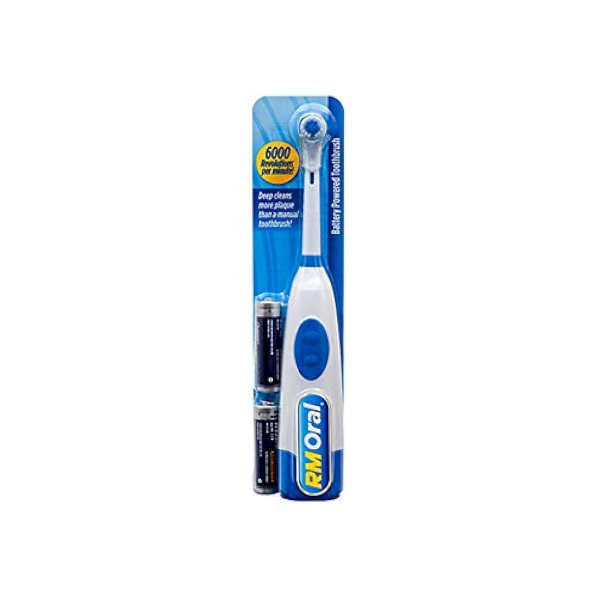 RM Oral REVCare Duo: Cepillo de dientes de cerdas suaves a pilas - Azul