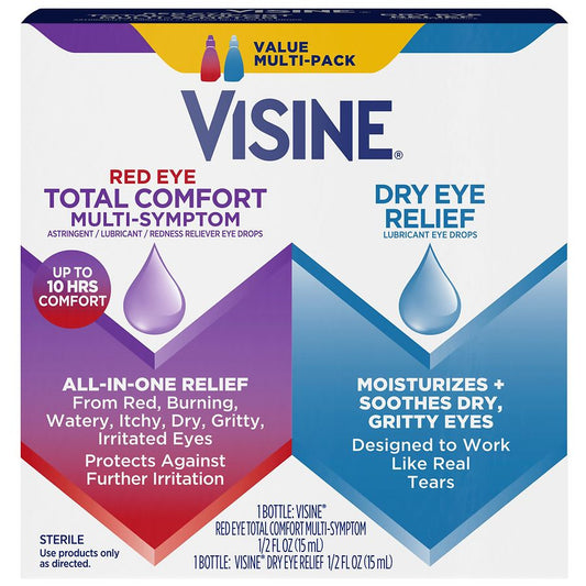 Visine Red Eye Total Comfort Multi-Symptom & Dry Eye Relief Lubricant Eye Drops Medicine Cabinets Pasteur Pharmacy