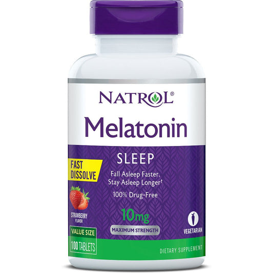 Natrol Maximum Strength Strawberry Flavor Melatonin Sleep Tablets Value Size, 10 Mg Vitamins & Supplements Pasteur Pharmacy