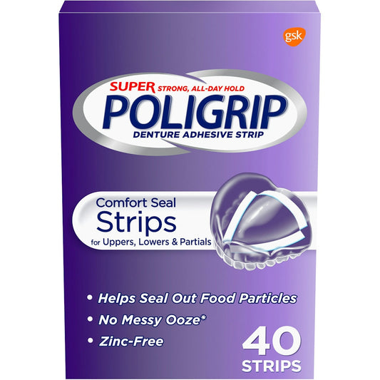 Super Poligrip Denture Adhesive Comfort Seal Strips 40Ct Denture Adhesives Pasteur Pharmacy