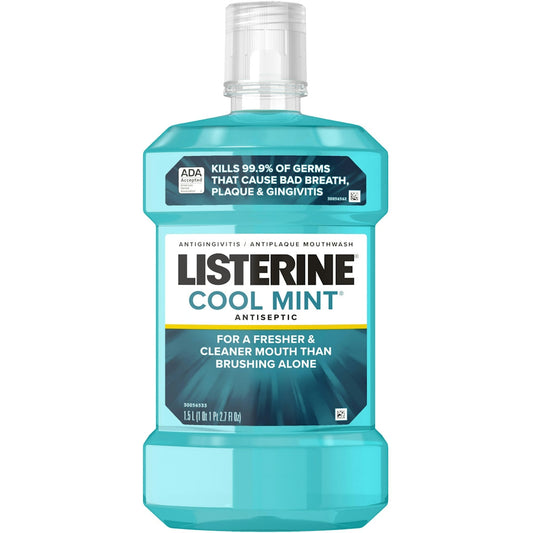 Listerine Cool Mint Antiseptic Mouthwash For Bad Breath, Plaque And Gingivitis, 1.5 L Mouthwash Pasteur Pharmacy