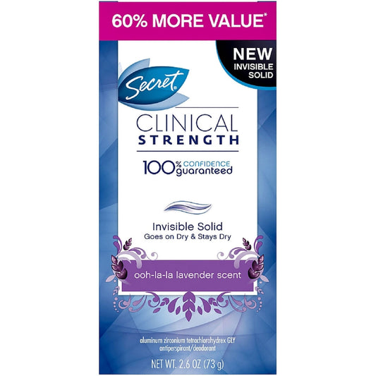 Secret Clinical Strength Antiperspirant & Deodorant, Invisible Solid, 2.6 oz (73g) Deodorant Pasteur Pharmacy
